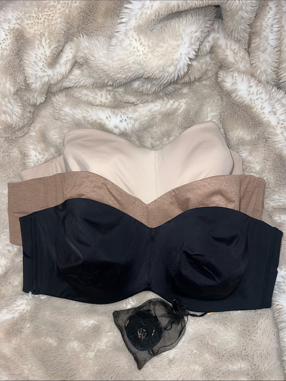 Strapless Seamless Bandeau Bra - Black, Nude & Taupe